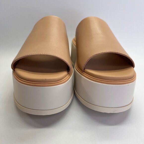 Sorel Dayspring Slide Sandal Size 8.5 Tan Leather Platform Comfort Casual Shoe - Picture 3 of 15